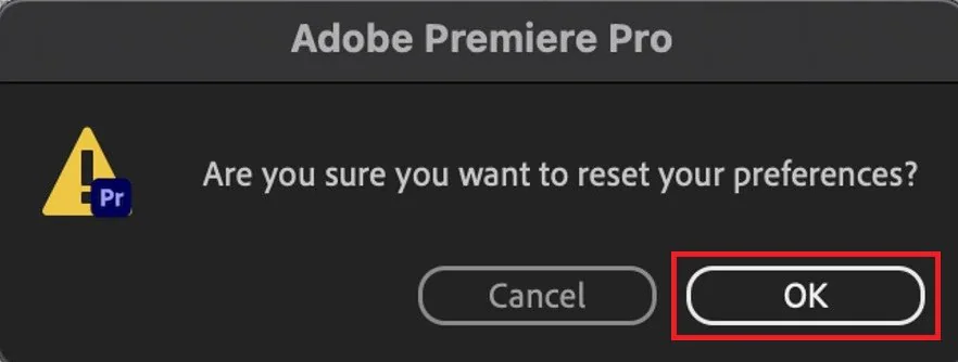 reset adobe premiere pro preferences