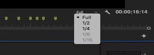 decrease premiere pro playback resolution