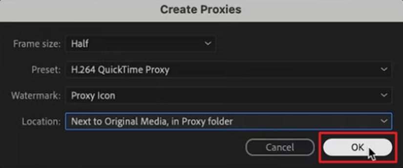 select preferred parameters and hit ok
