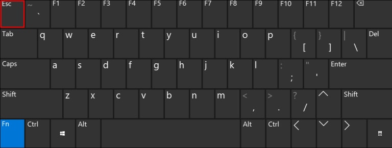 press esc key on the keyboard