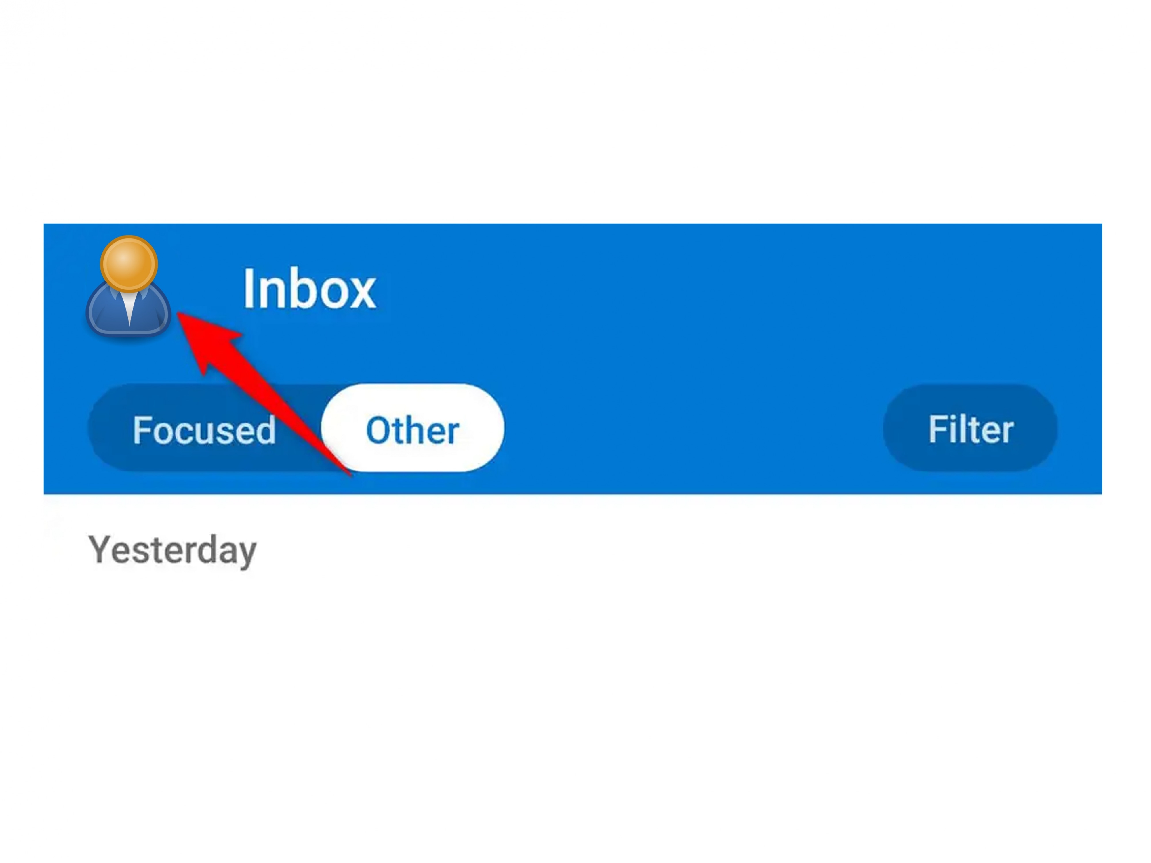 Ícono del perfil en la aplicación de Outlook
