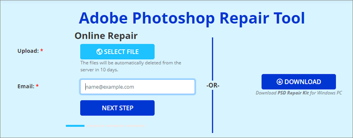 psd repair kit tool interface