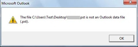 pst file is not an Outlook data file error