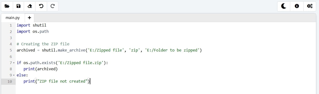 python create uncompressed zip file