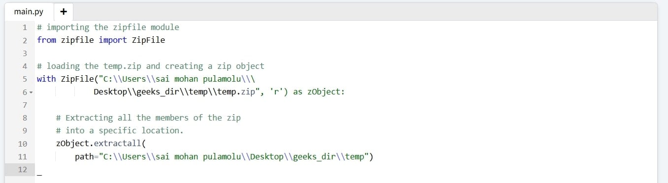 extract zip files python