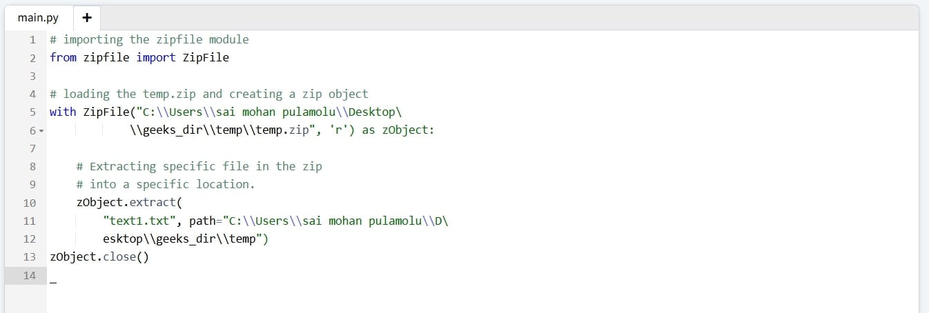 extract zip file python