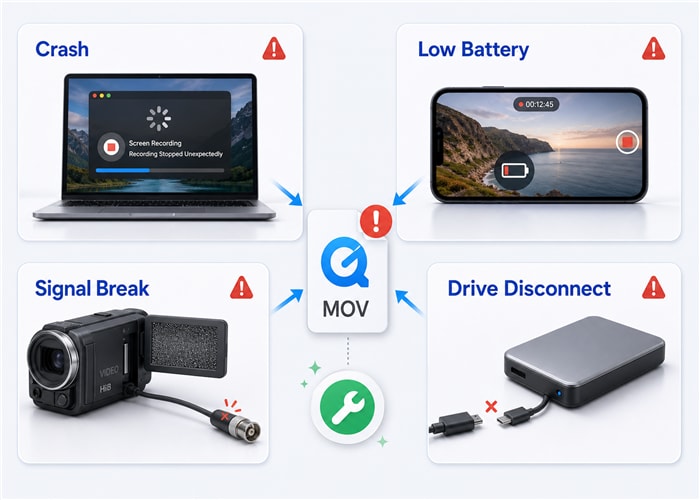 quicktime recording interruption scenarios