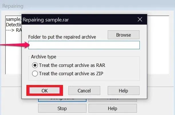 save your repaired rar file