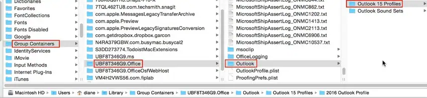 acceder a la carpeta de perfiles de outlook 15