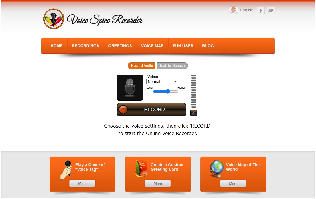 use voice spice recorder to record audio online