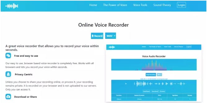 enregistrez l'audio en ligne avec Voicecoach AI.