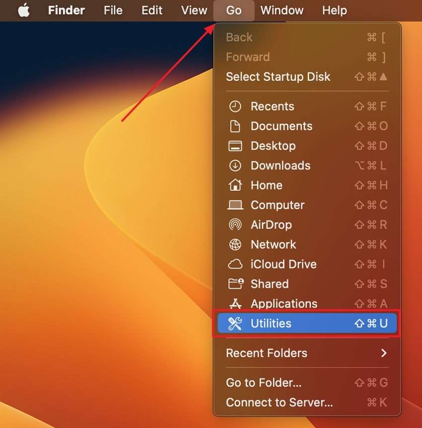 go to utilities on mac