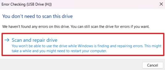 scan and repair drive