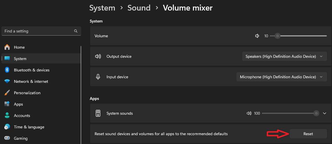 reset playback devices to default