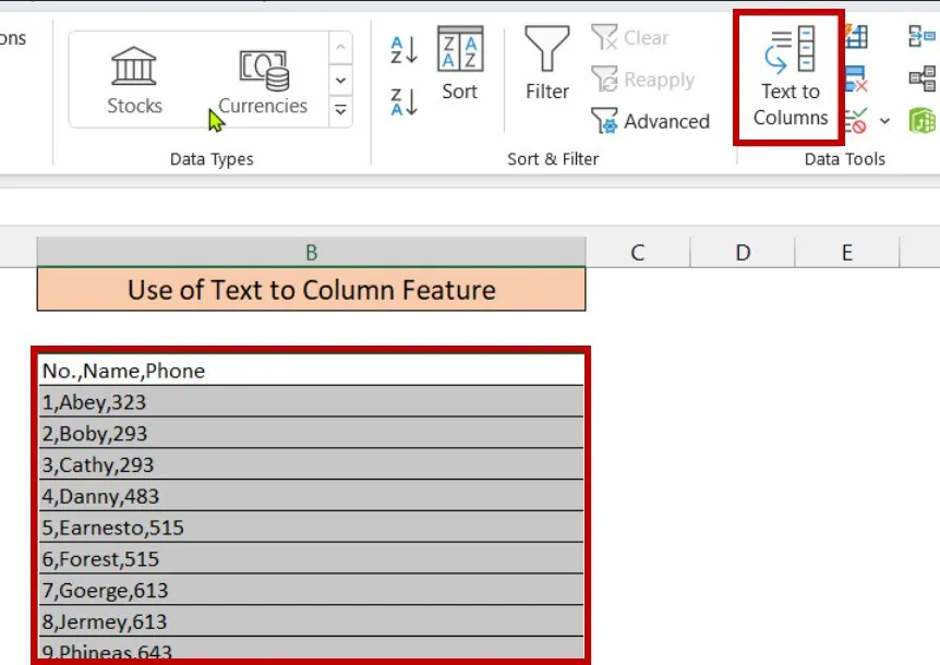 use text to columns