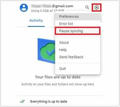 pause syncing