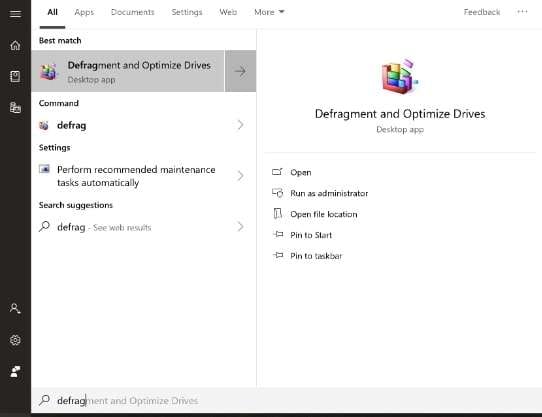 accessing defragment and optimize drives app 