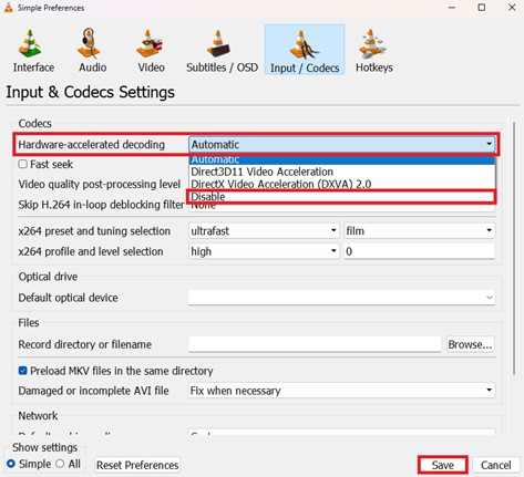 disable hardware acceleration