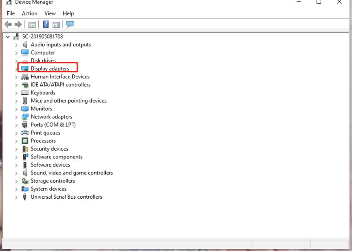 Device Manager disable integrated graphics display adapters