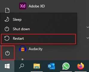 select restart option