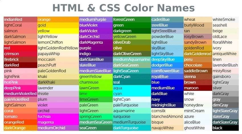 css color names