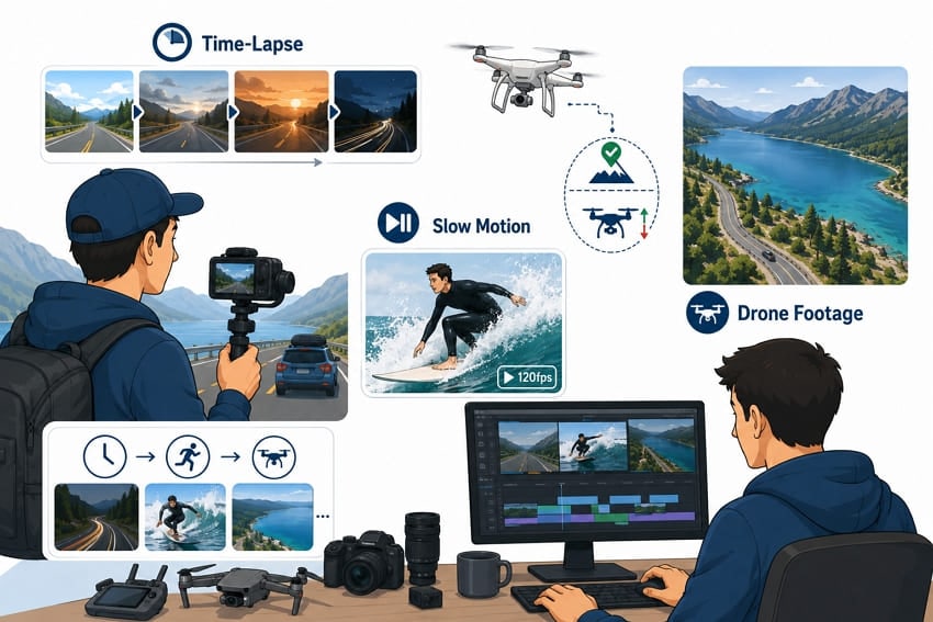 use time lapse drone footages