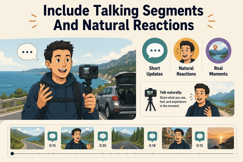 include natural talking shots travel vlog