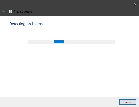 playing audio troubleshooter detecting problems