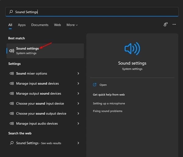 access sound settings