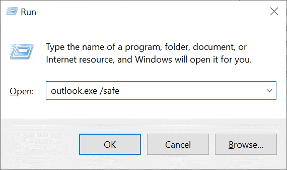 Inicie o Outlook no modo de segurança