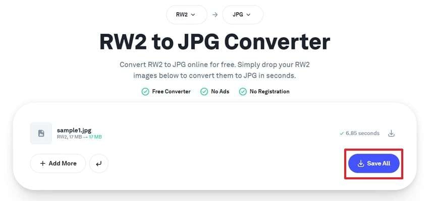 save converted rw2 from picflow