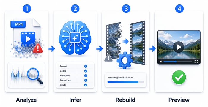 sample-free smart video repair workflow