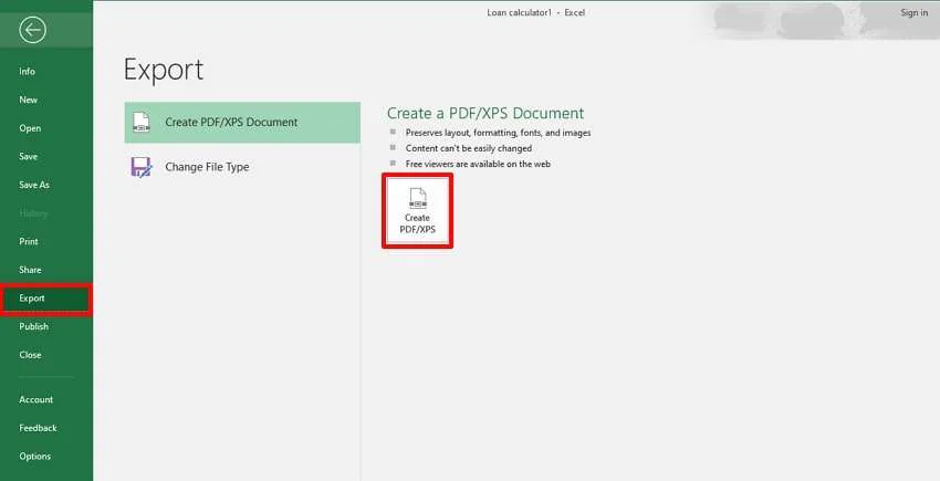 press create pdf xps button