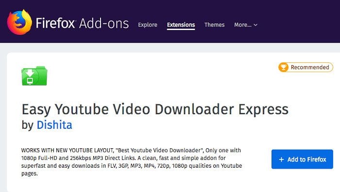 save youtube videos with firefox extension