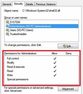 security settings