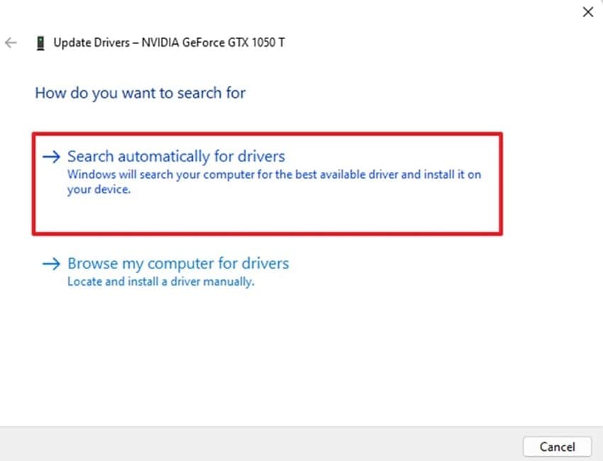 search automatically for drivers