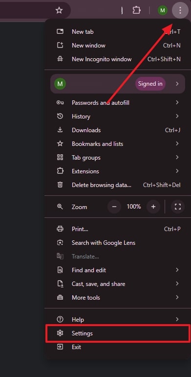 access browser settings