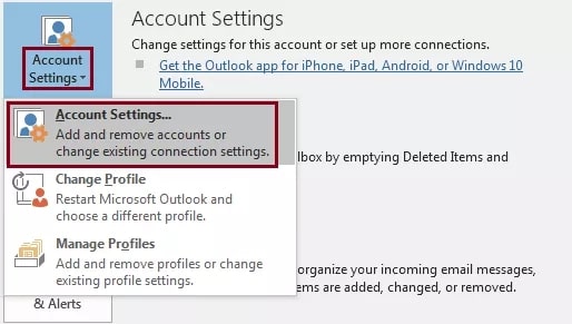 select account in microsoft office