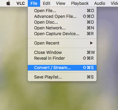 select convert stream under file in vlc