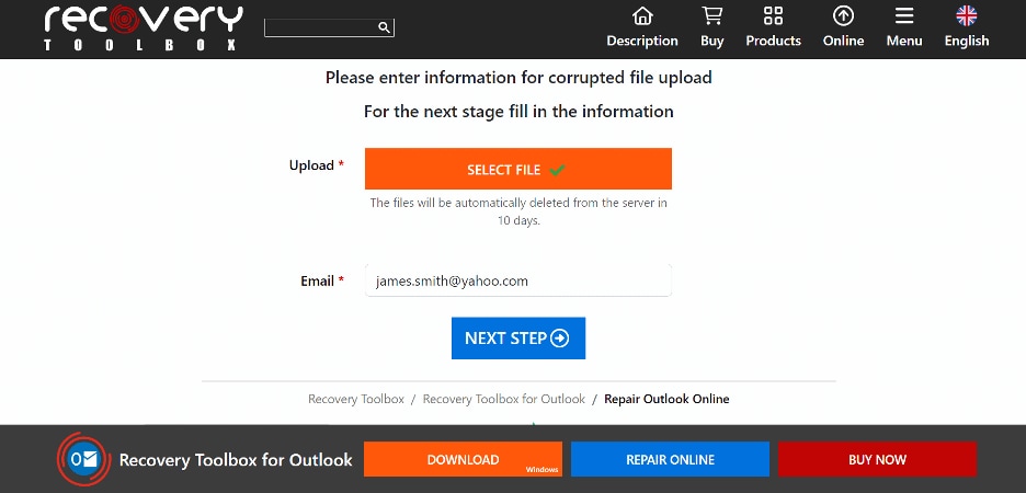 choose the corrupt pst file