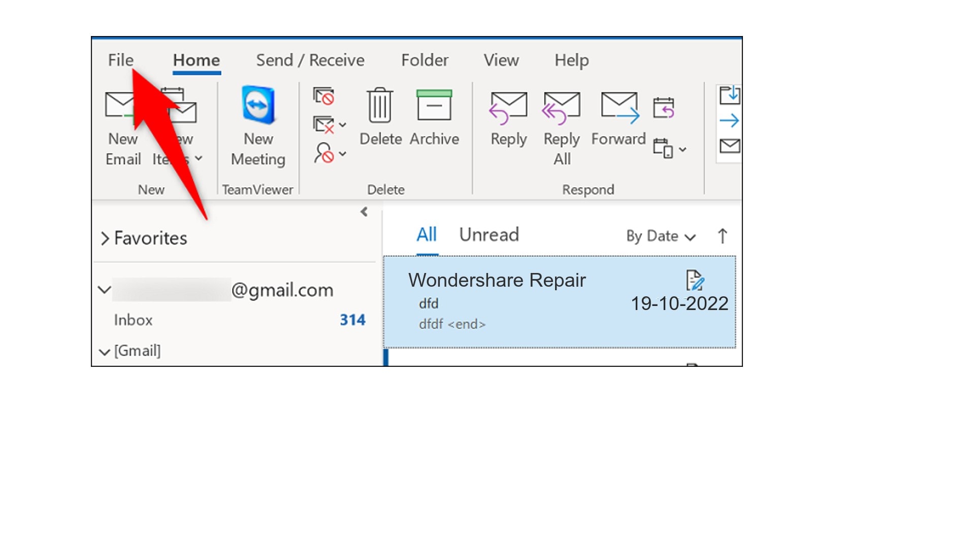 select file at the top left corner of Outlook