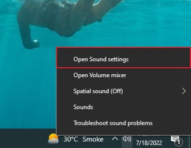 access the sound settings