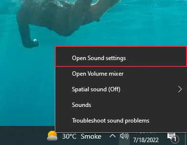 access the sound settings