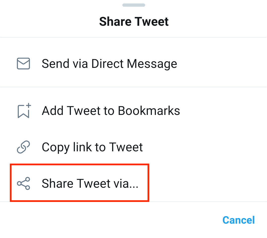 choose share tweet via option