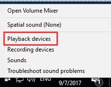 select playback devices option