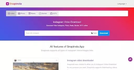 Logiciel de téléchargement de vidéos pour instagram, snapinsta.app