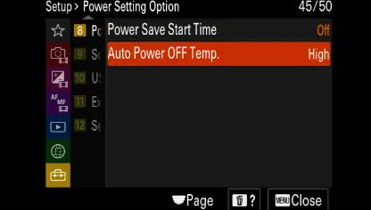 auto power off temp