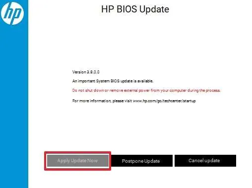 apply update now in bios