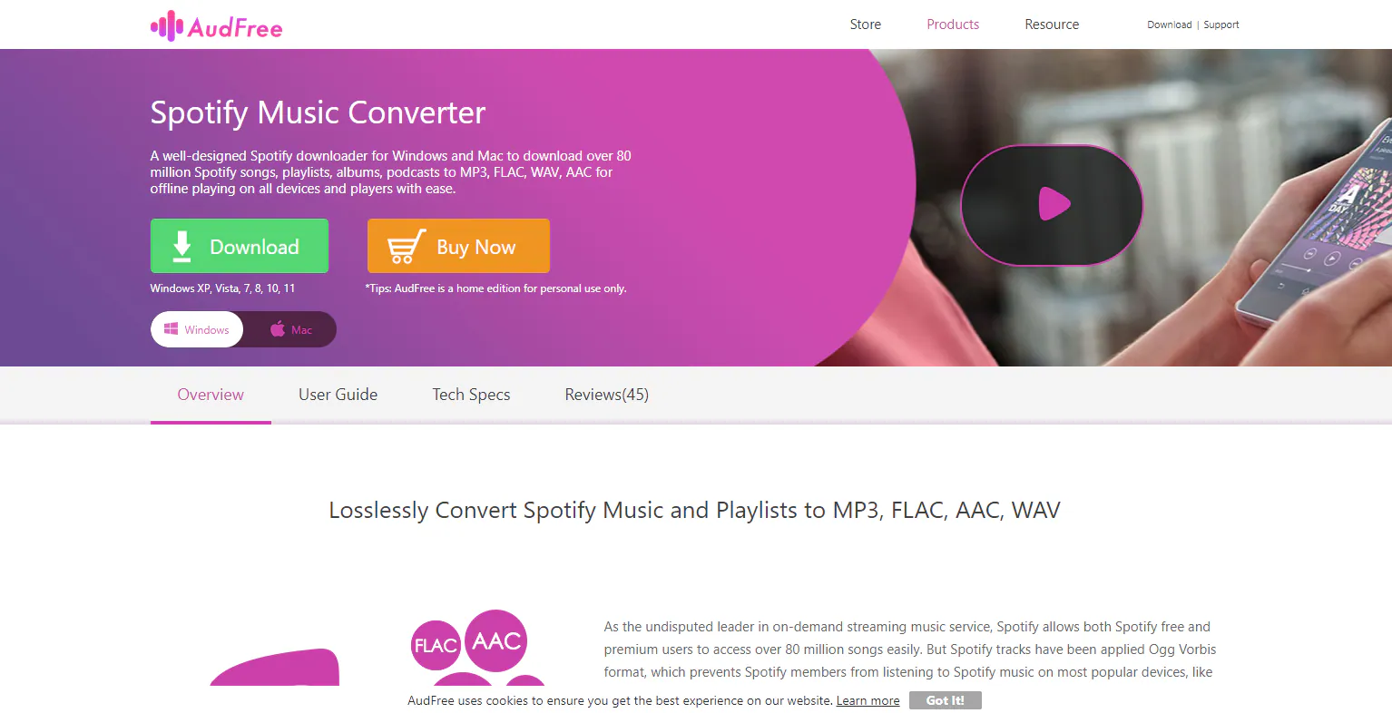 convierte spotify a wav con audfree