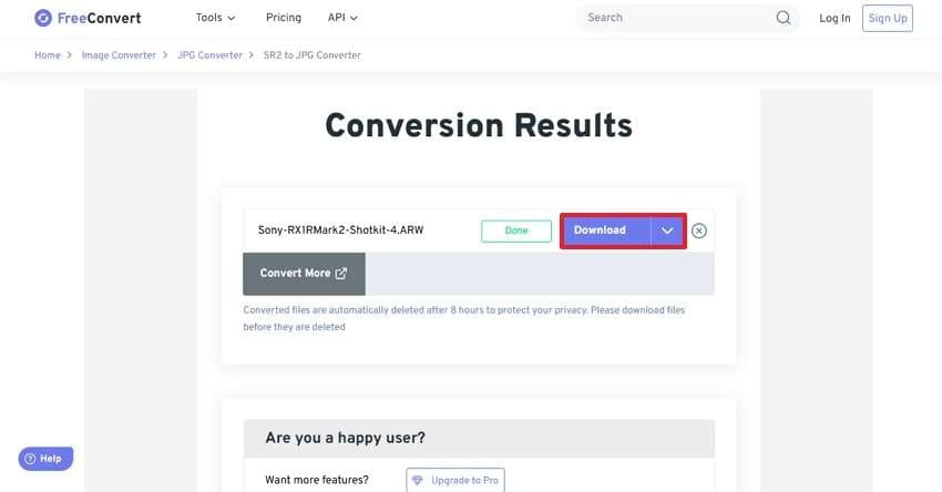 download converted image from freeconvert